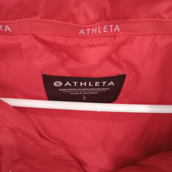 NEW BRIGHT RED Long Quilted Belted Athleta Boulevard Puffer Coat - Picture 3 of 6
